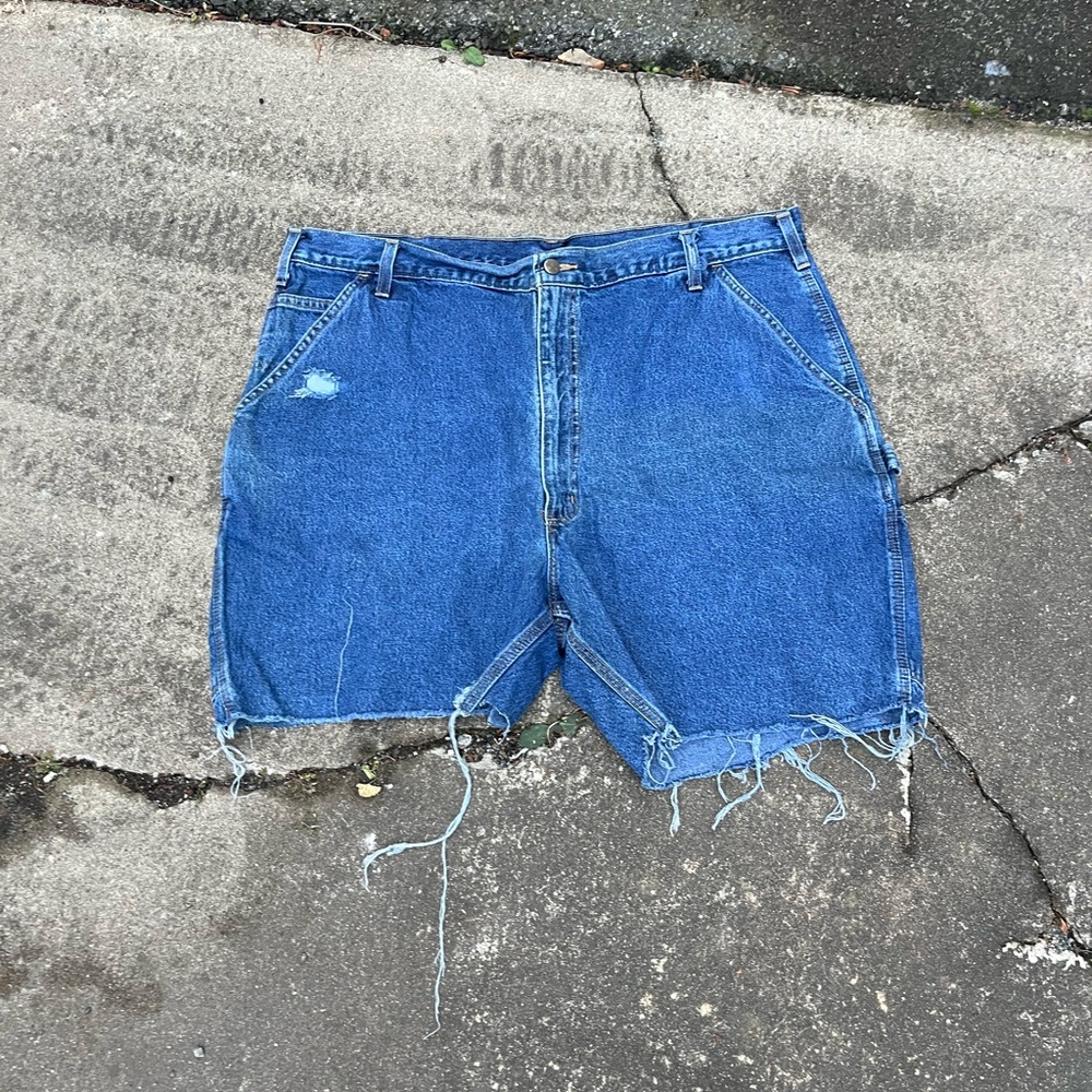 Carhartt Blue Jean Cutoff Shorts Distressed